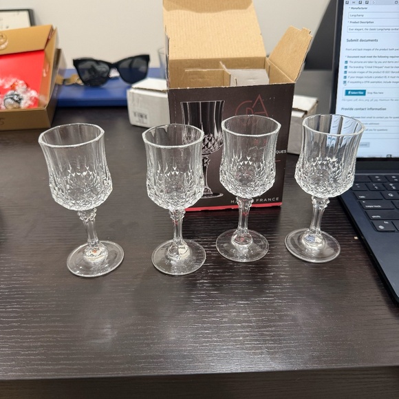 New Cristal D'Arques Longchamp Set of 4 Cordial Glasses 2oz - Picture 2 of 6